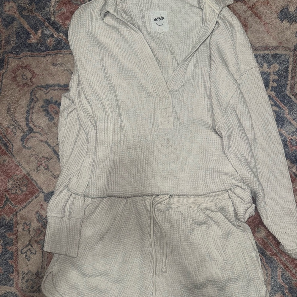 Aerie Cream Pullover and Shorts Set